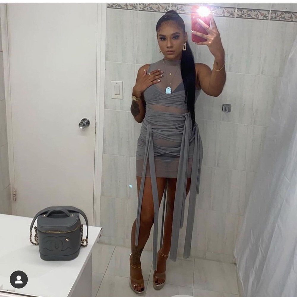 Gray Mini See Through Dress